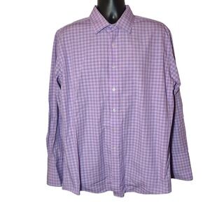 Sean‎ John Mens Purple Plaid Dress Shirt Regular Fit Size 17 32 33